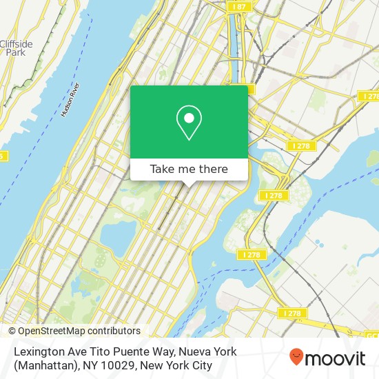 Lexington Ave Tito Puente Way, Nueva York (Manhattan), NY 10029 map