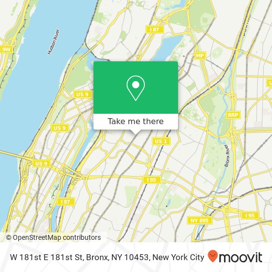 W 181st E 181st St, Bronx, NY 10453 map