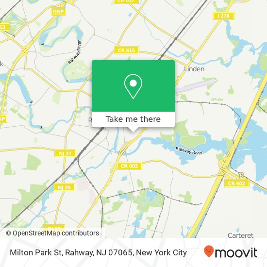 Mapa de Milton Park St, Rahway, NJ 07065