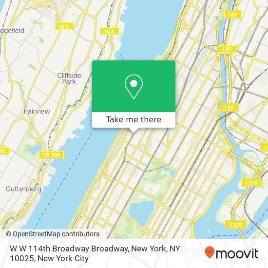 W W 114th Broadway Broadway, New York, NY 10025 map