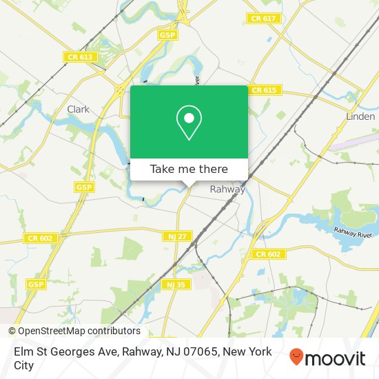 Mapa de Elm St Georges Ave, Rahway, NJ 07065