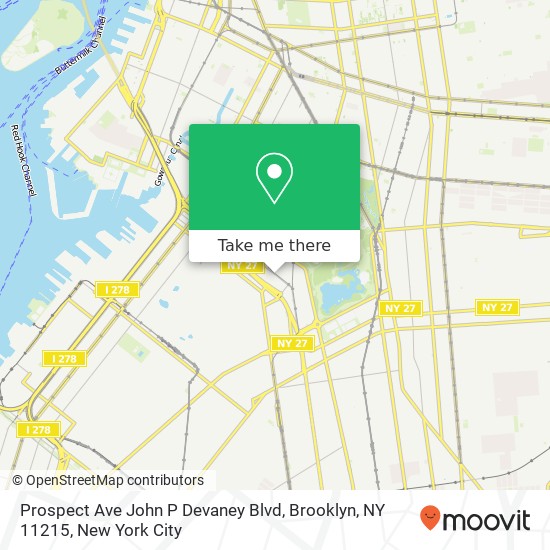 Mapa de Prospect Ave John P Devaney Blvd, Brooklyn, NY 11215