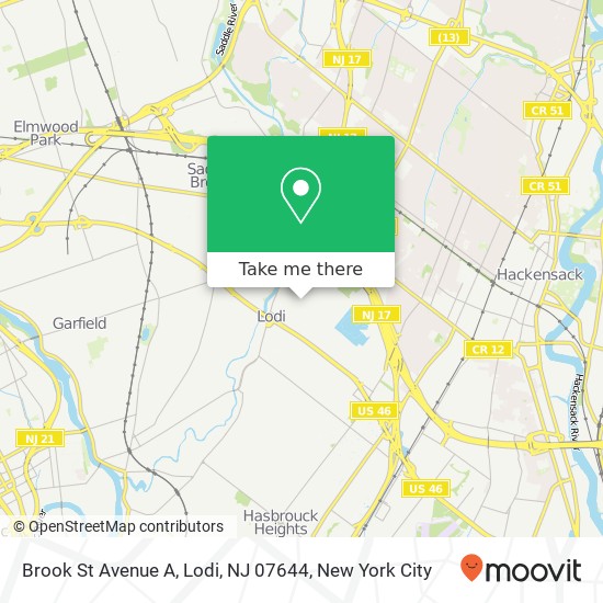 Mapa de Brook St Avenue A, Lodi, NJ 07644