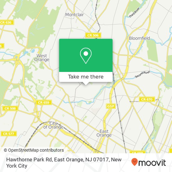 Mapa de Hawthorne Park Rd, East Orange, NJ 07017