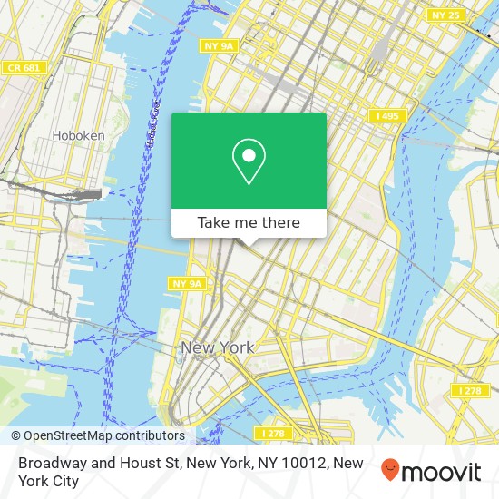 Broadway and Houst St, New York, NY 10012 map