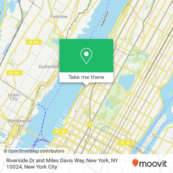 Riverside Dr and Miles Davis Way, New York, NY 10024 map