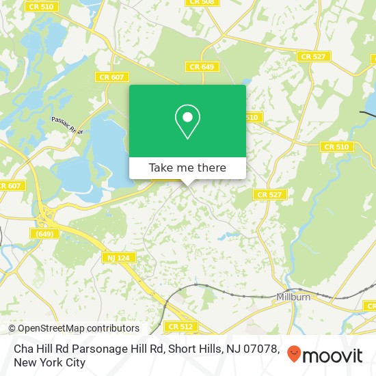 Mapa de Cha Hill Rd Parsonage Hill Rd, Short Hills, NJ 07078