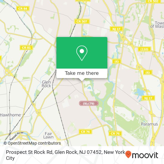Mapa de Prospect St Rock Rd, Glen Rock, NJ 07452