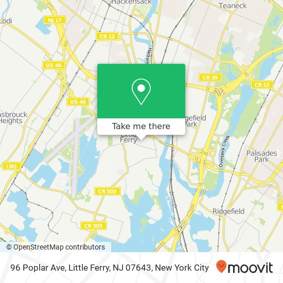 Mapa de 96 Poplar Ave, Little Ferry, NJ 07643