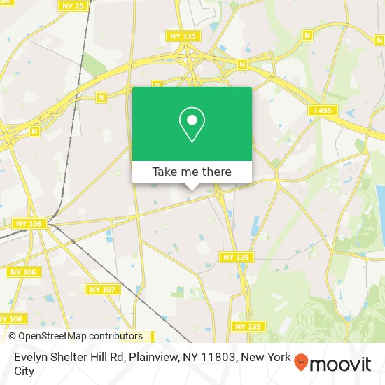 Mapa de Evelyn Shelter Hill Rd, Plainview, NY 11803