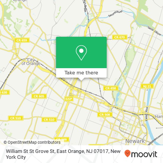 William St St Grove St, East Orange, NJ 07017 map