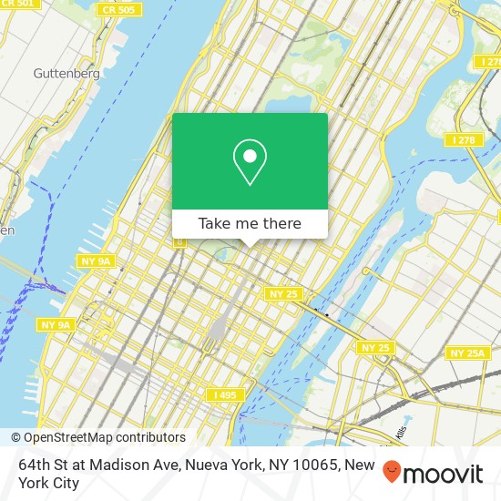 Mapa de 64th St at Madison Ave, Nueva York, NY 10065