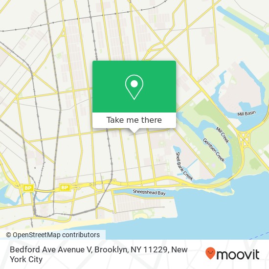 Mapa de Bedford Ave Avenue V, Brooklyn, NY 11229