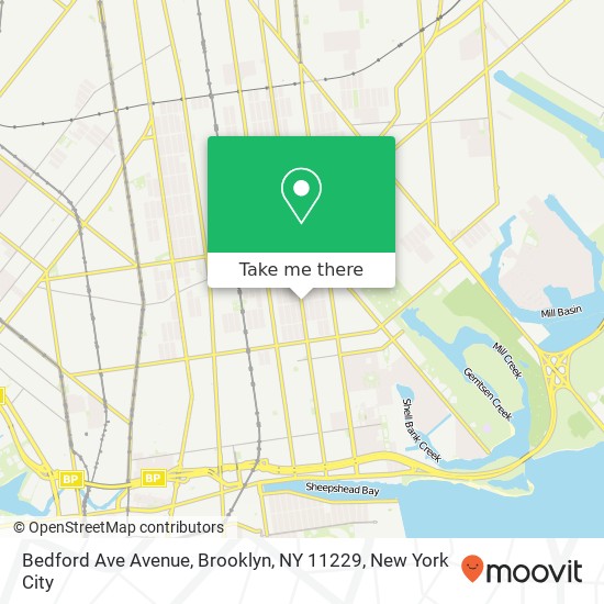 Mapa de Bedford Ave Avenue, Brooklyn, NY 11229