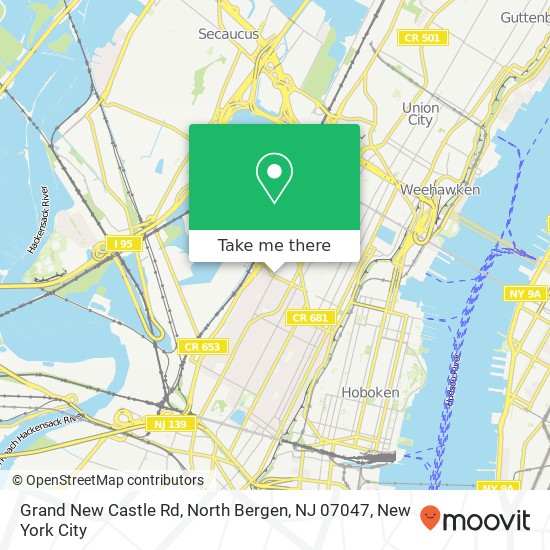 Mapa de Grand New Castle Rd, North Bergen, NJ 07047