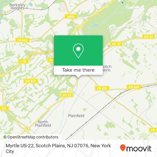 Mapa de Myrtle US-22, Scotch Plains, NJ 07076