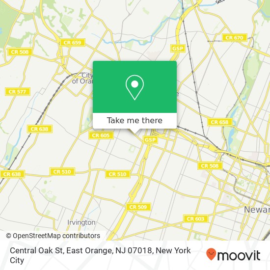Central Oak St, East Orange, NJ 07018 map