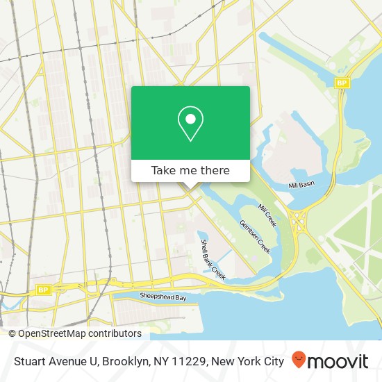 Mapa de Stuart Avenue U, Brooklyn, NY 11229