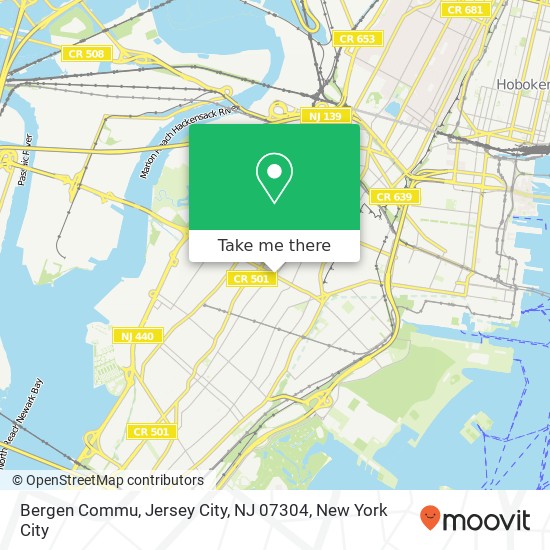 Mapa de Bergen Commu, Jersey City, NJ 07304