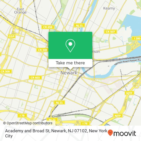 Mapa de Academy and Broad St, Newark, NJ 07102