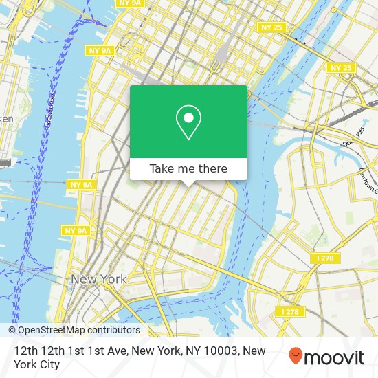 Mapa de 12th 12th 1st 1st Ave, New York, NY 10003