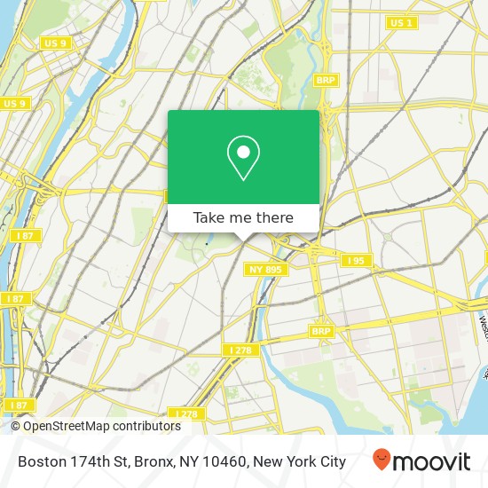 Mapa de Boston 174th St, Bronx, NY 10460