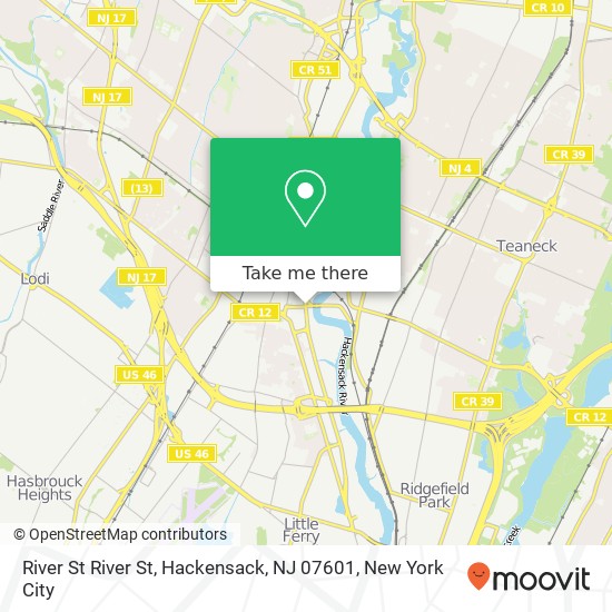 Mapa de River St River St, Hackensack, NJ 07601