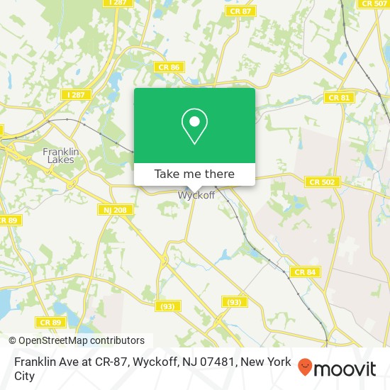 Mapa de Franklin Ave at CR-87, Wyckoff, NJ 07481