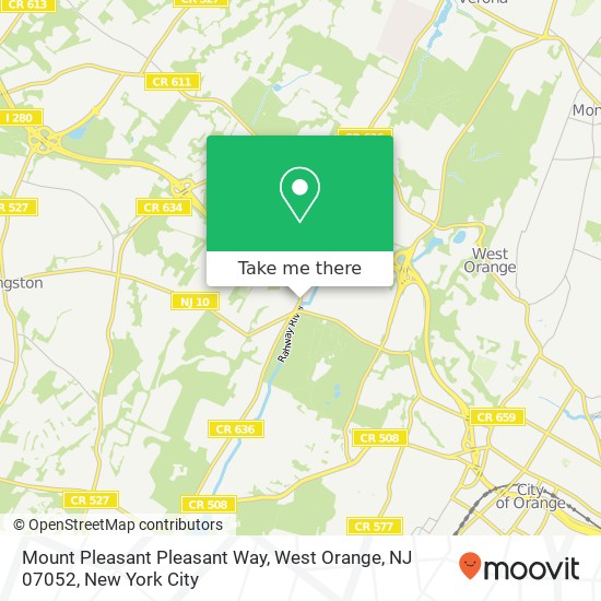 Mapa de Mount Pleasant Pleasant Way, West Orange, NJ 07052