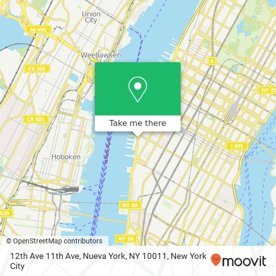 Mapa de 12th Ave 11th Ave, Nueva York, NY 10011