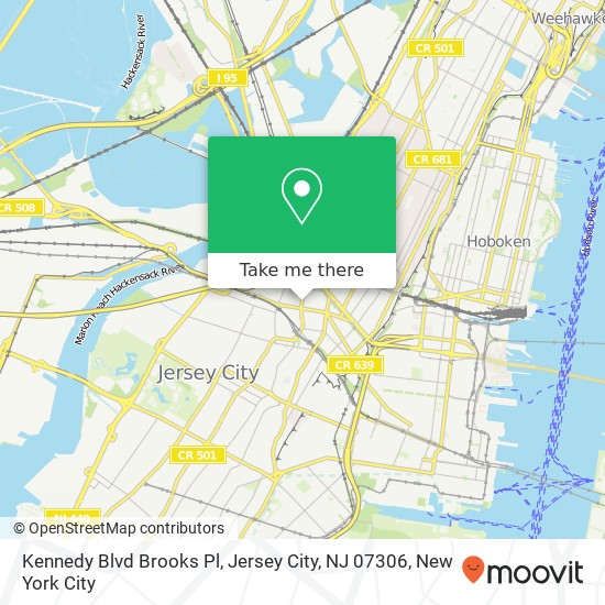 Mapa de Kennedy Blvd Brooks Pl, Jersey City, NJ 07306