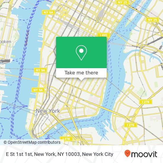 Mapa de E St 1st 1st, New York, NY 10003