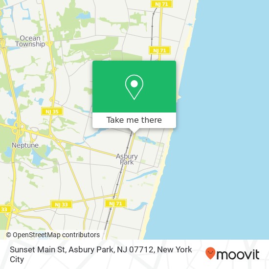Mapa de Sunset Main St, Asbury Park, NJ 07712