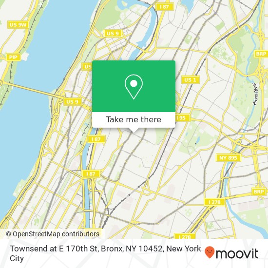 Mapa de Townsend at E 170th St, Bronx, NY 10452