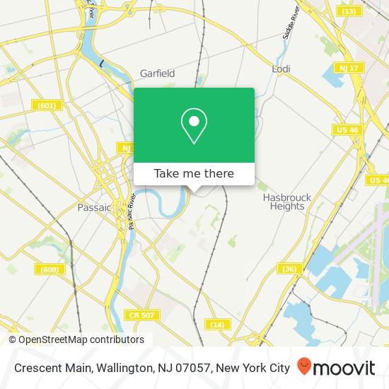 Mapa de Crescent Main, Wallington, NJ 07057
