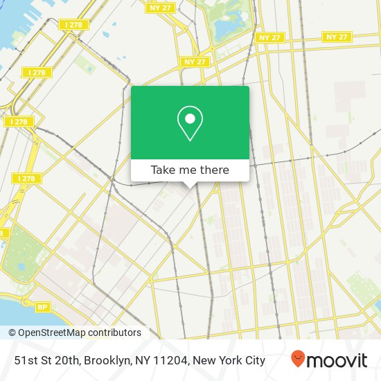 Mapa de 51st St 20th, Brooklyn, NY 11204