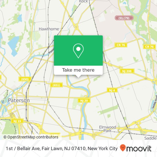 Mapa de 1st / Bellair Ave, Fair Lawn, NJ 07410