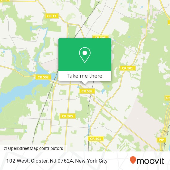 Mapa de 102 West, Closter, NJ 07624