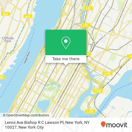 Mapa de Lenox Ave Bishop R C Lawson Pl, New York, NY 10027