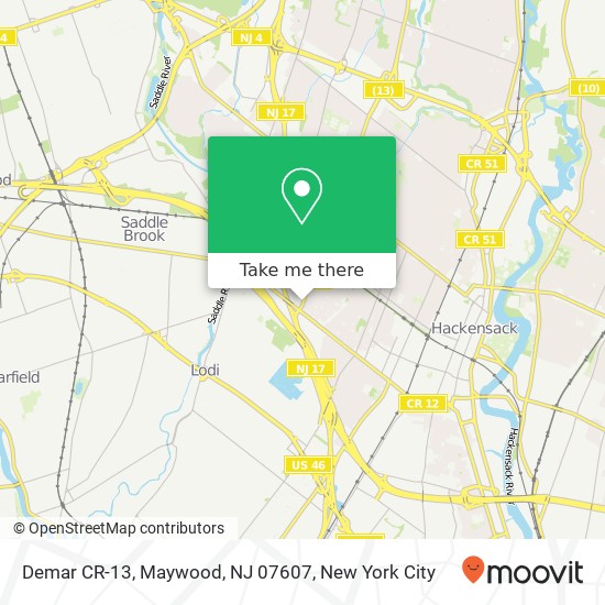 Mapa de Demar CR-13, Maywood, NJ 07607