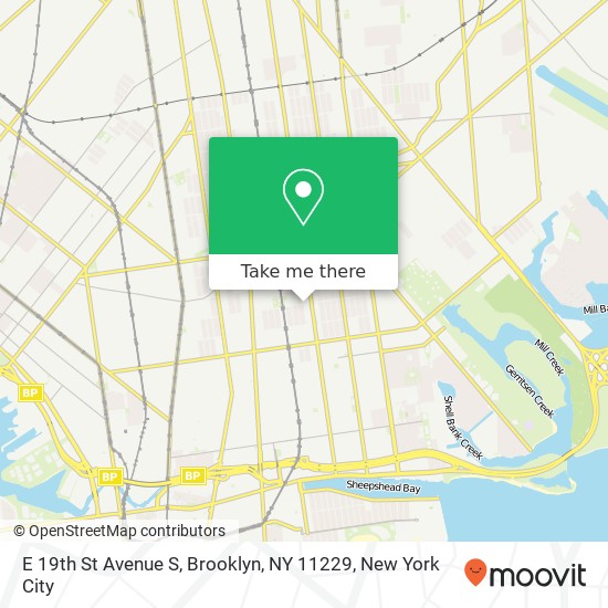 Mapa de E 19th St Avenue S, Brooklyn, NY 11229