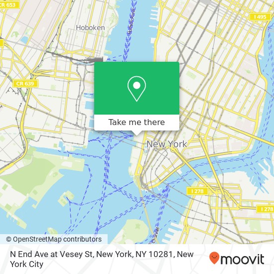 N End Ave at Vesey St, New York, NY 10281 map