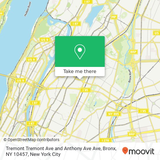 Mapa de Tremont Tremont Ave and Anthony Ave Ave, Bronx, NY 10457