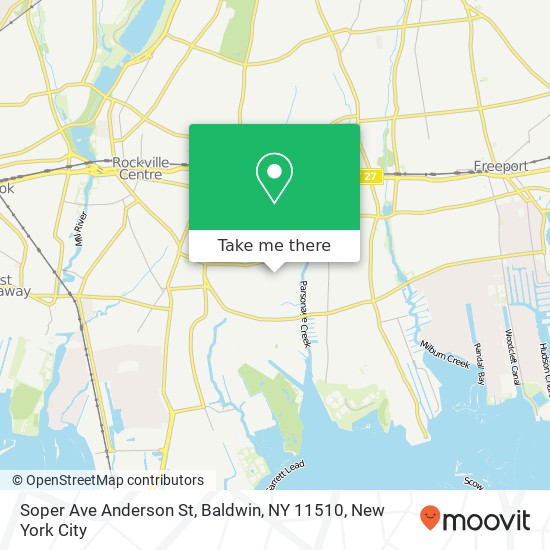 Mapa de Soper Ave Anderson St, Baldwin, NY 11510