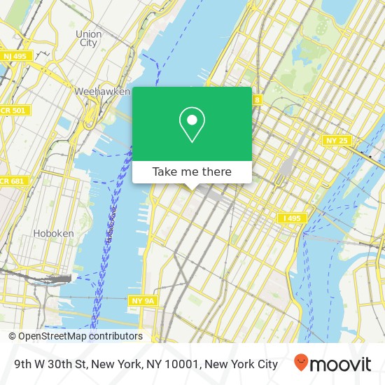 9th W 30th St, New York, NY 10001 map