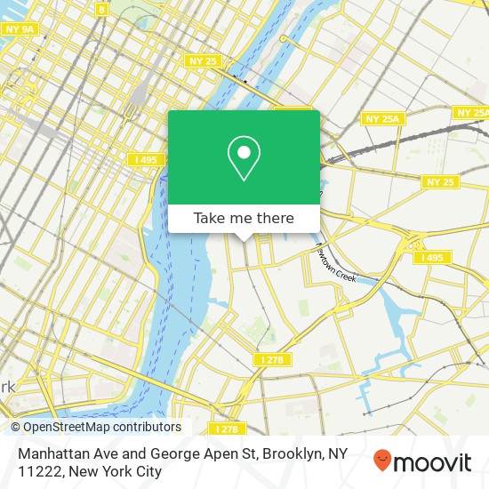 Manhattan Ave and George Apen St, Brooklyn, NY 11222 map