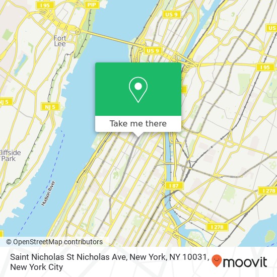 Mapa de Saint Nicholas St Nicholas Ave, New York, NY 10031