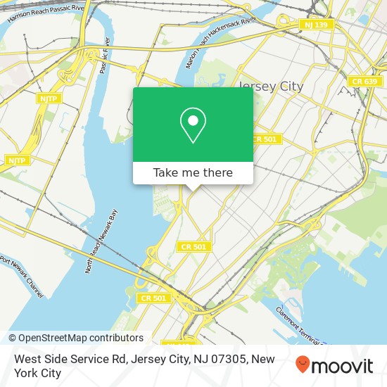 Mapa de West Side Service Rd, Jersey City, NJ 07305