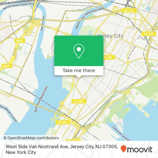 Mapa de West Side Van Nostrand Ave, Jersey City, NJ 07305