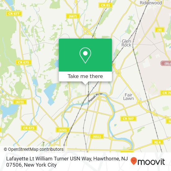 Mapa de Lafayette Lt William Turner USN Way, Hawthorne, NJ 07506